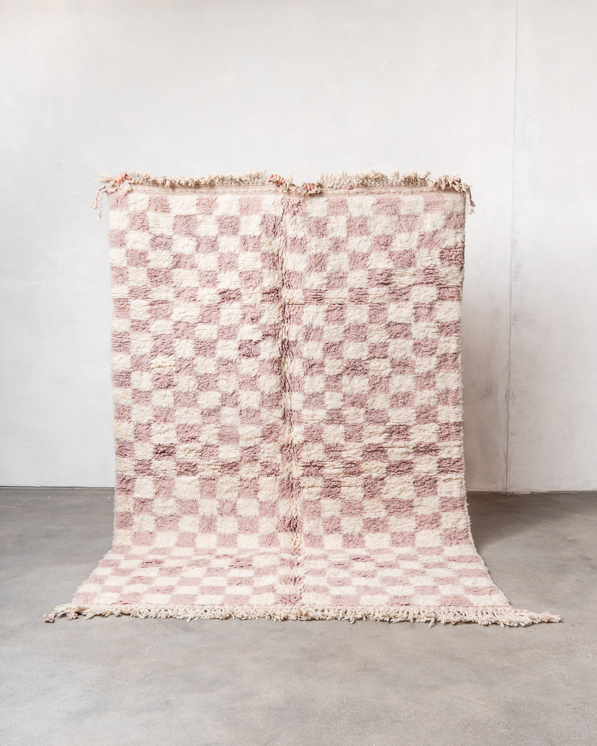 Modern, designer, handcrafted Berber rug from Morocco. Beniourain carpet with beautiful colours and patterns and fluffy wool texture.